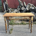 Antique Hallway Table With Worn Paint And Waxed Finish