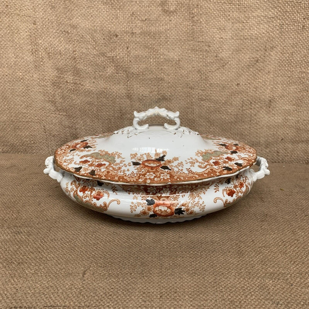 Antique W. Adams & Sons Crown Semi-Porcelain Derby Lidded Tureen