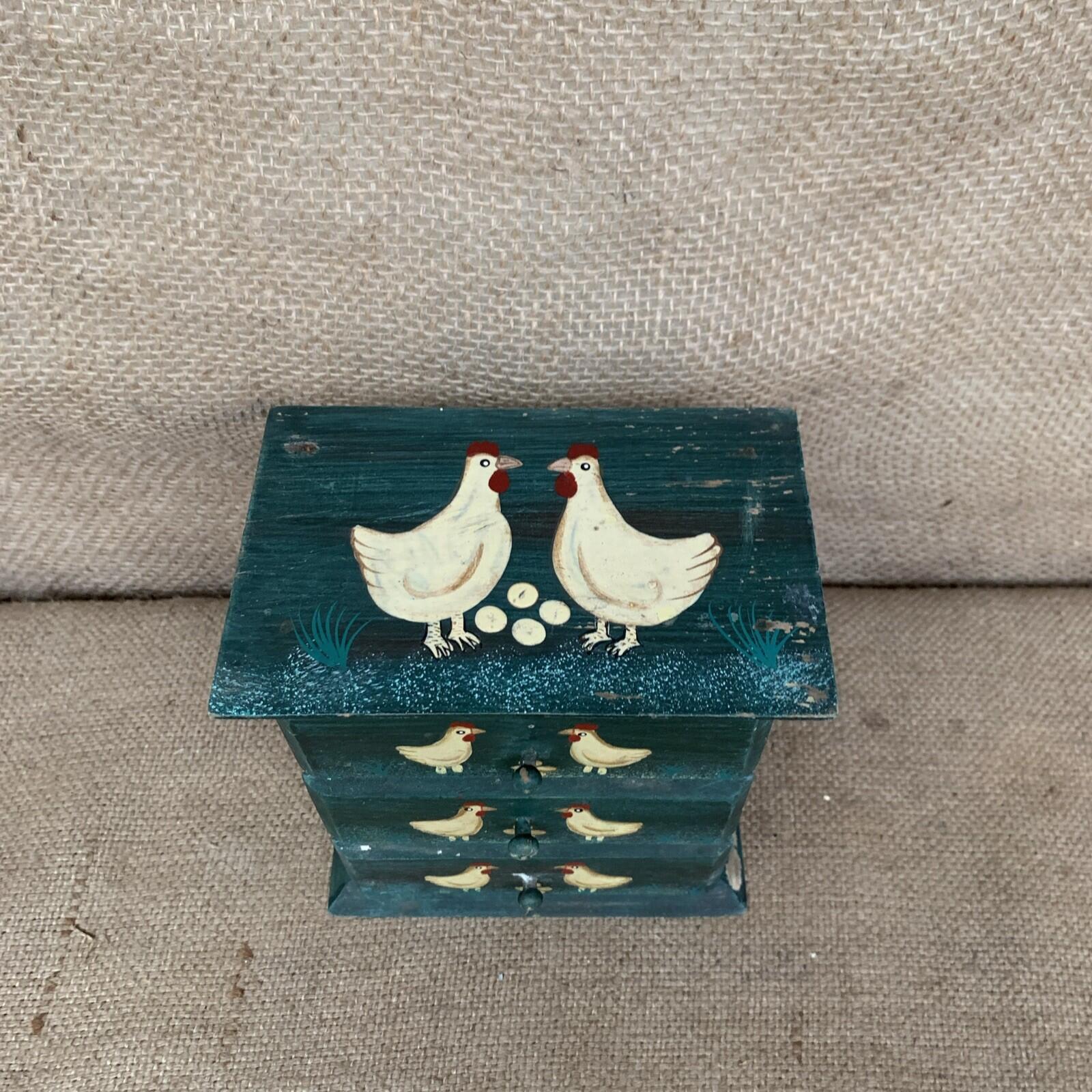 Hand Painted Small Drawers With Chickens - Farmhouse- Cottagecore