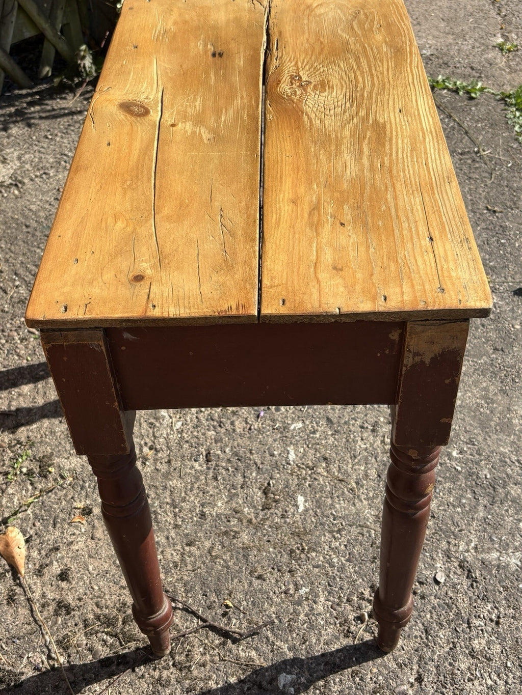 Rustic Pine Table - Small - Original Painted Legs - Farmhouse - Cottage