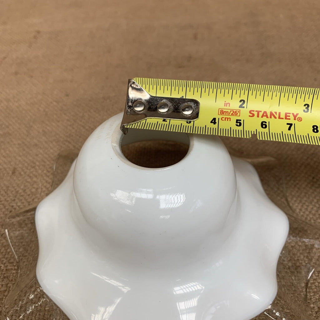 Vintage Milk Glass Ruffled Edge Crimped Lamp Light Shade Ruffle Scallop