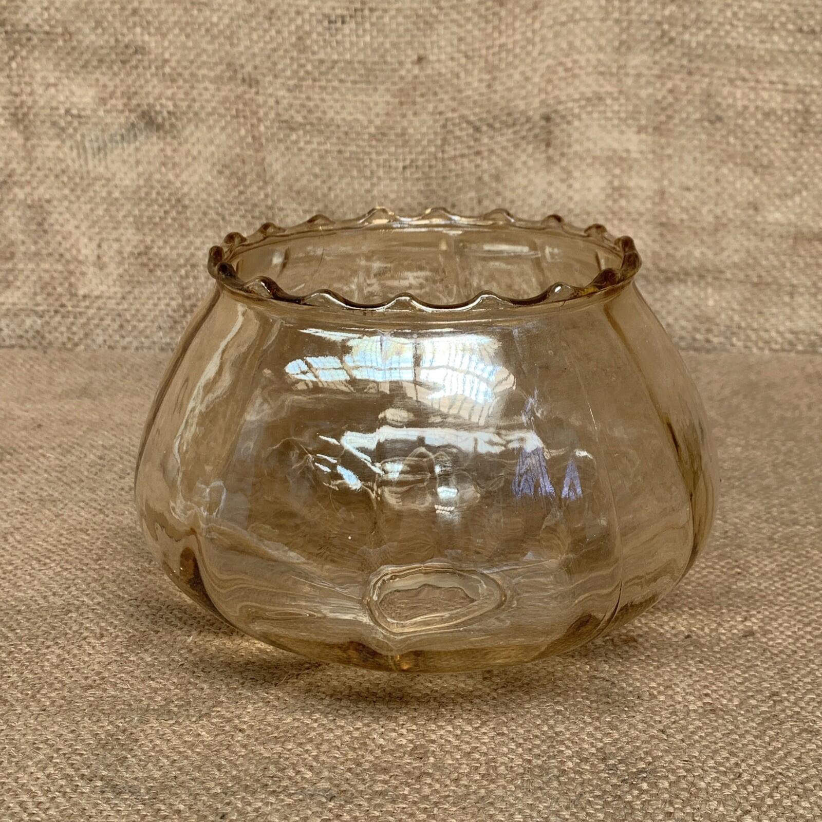 Vintage Amber Glass Internal Iridescent Scallop Lamp Shade
