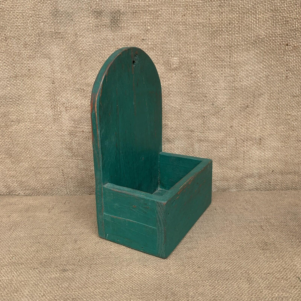 Rustic Wall Box - Worn Dark Green Painted Pine - Farmhouse - Cottage
