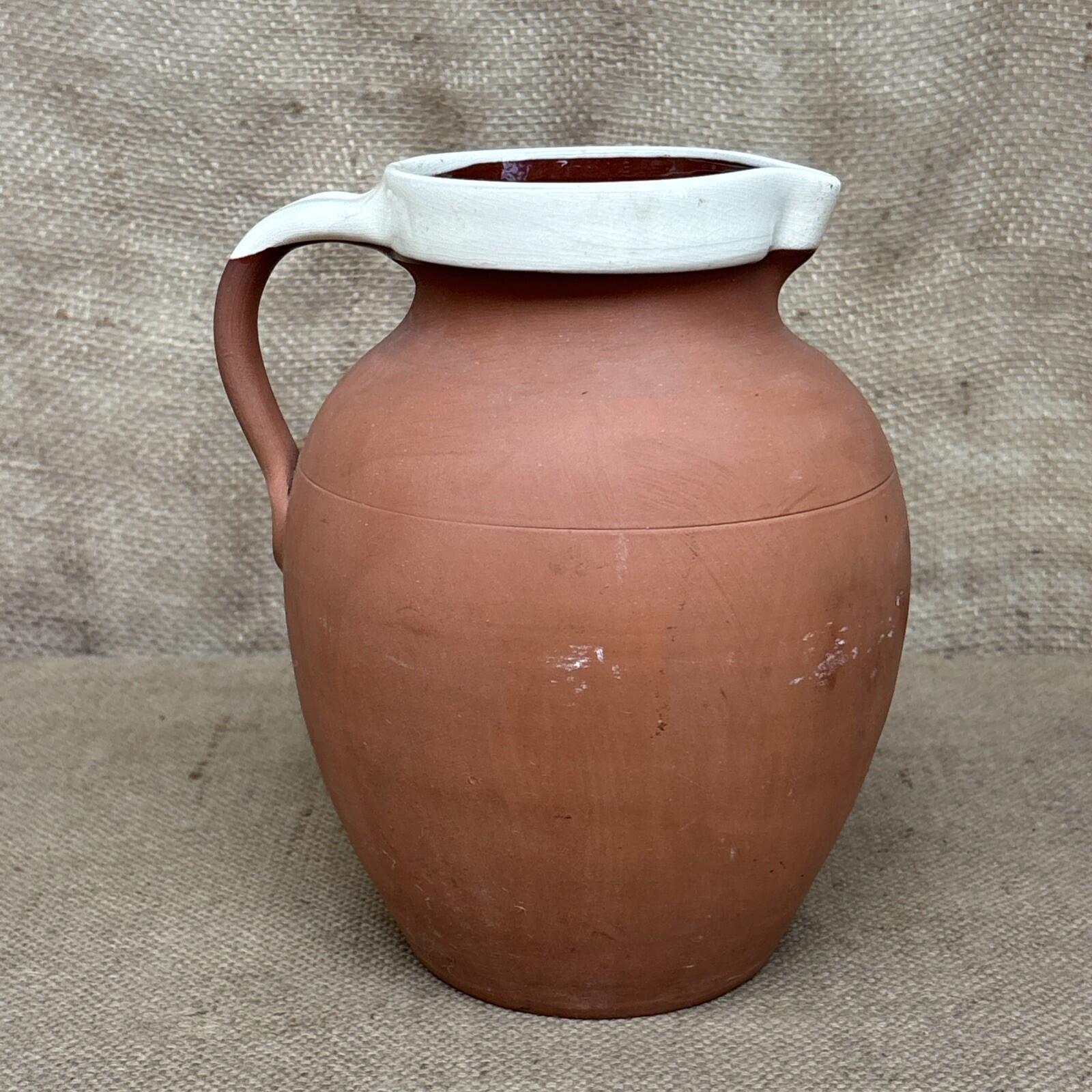 Royal Barum Ware Terracota Jug Large - Half Glazed Rustic Vase - Farmhouse