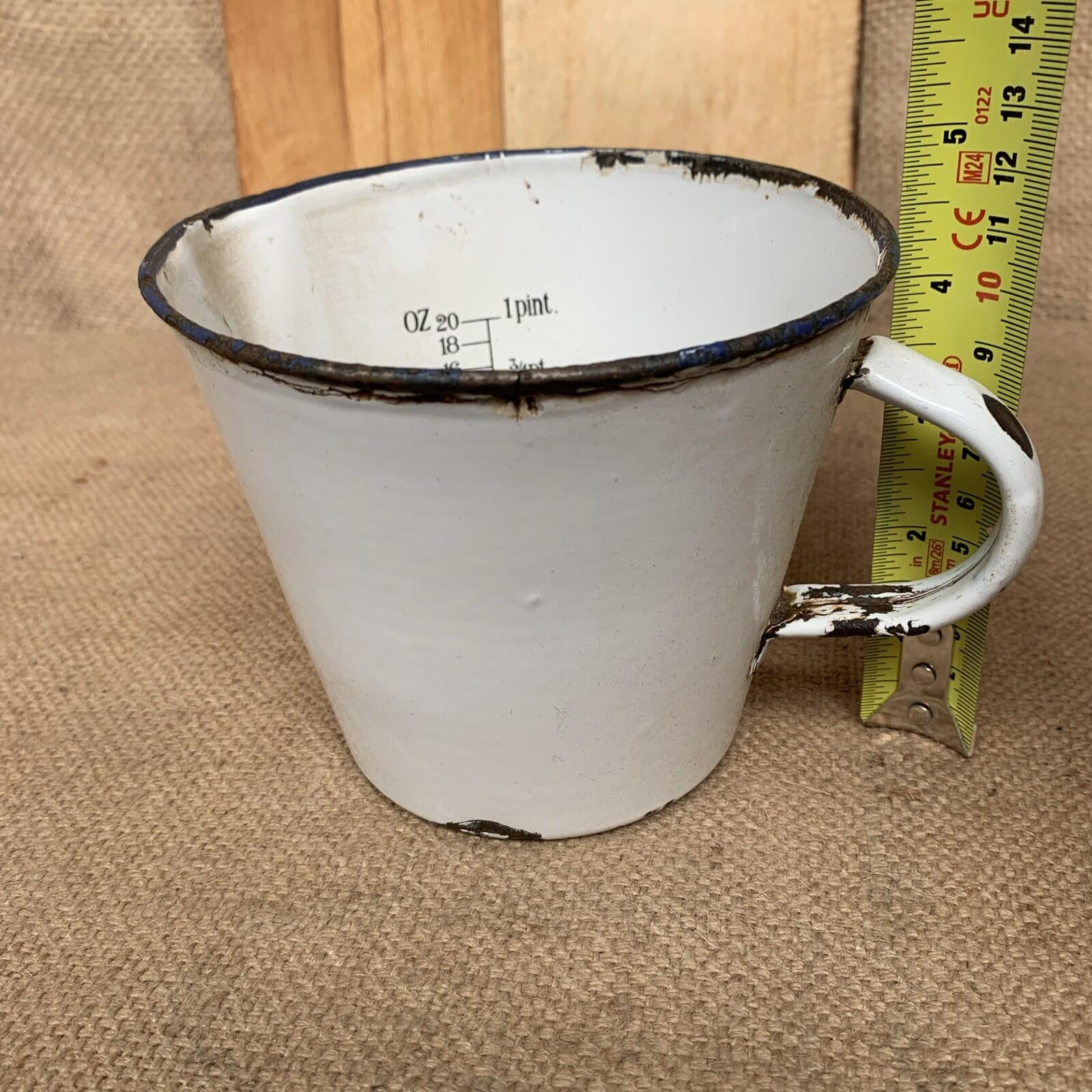 Enamel Measuring Jug - Antique - Kitchenalia - Rustic Kitchen - Prop Only