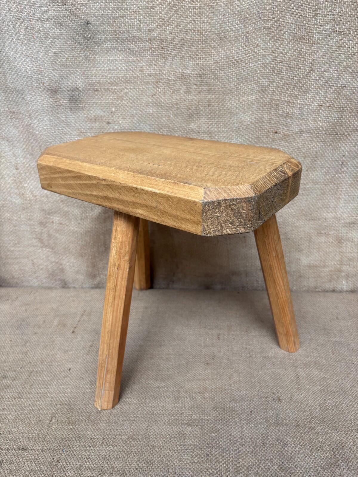 Waxed Pine Stool - Farmhouse - Cottage - Plant Stand - Milking Stool