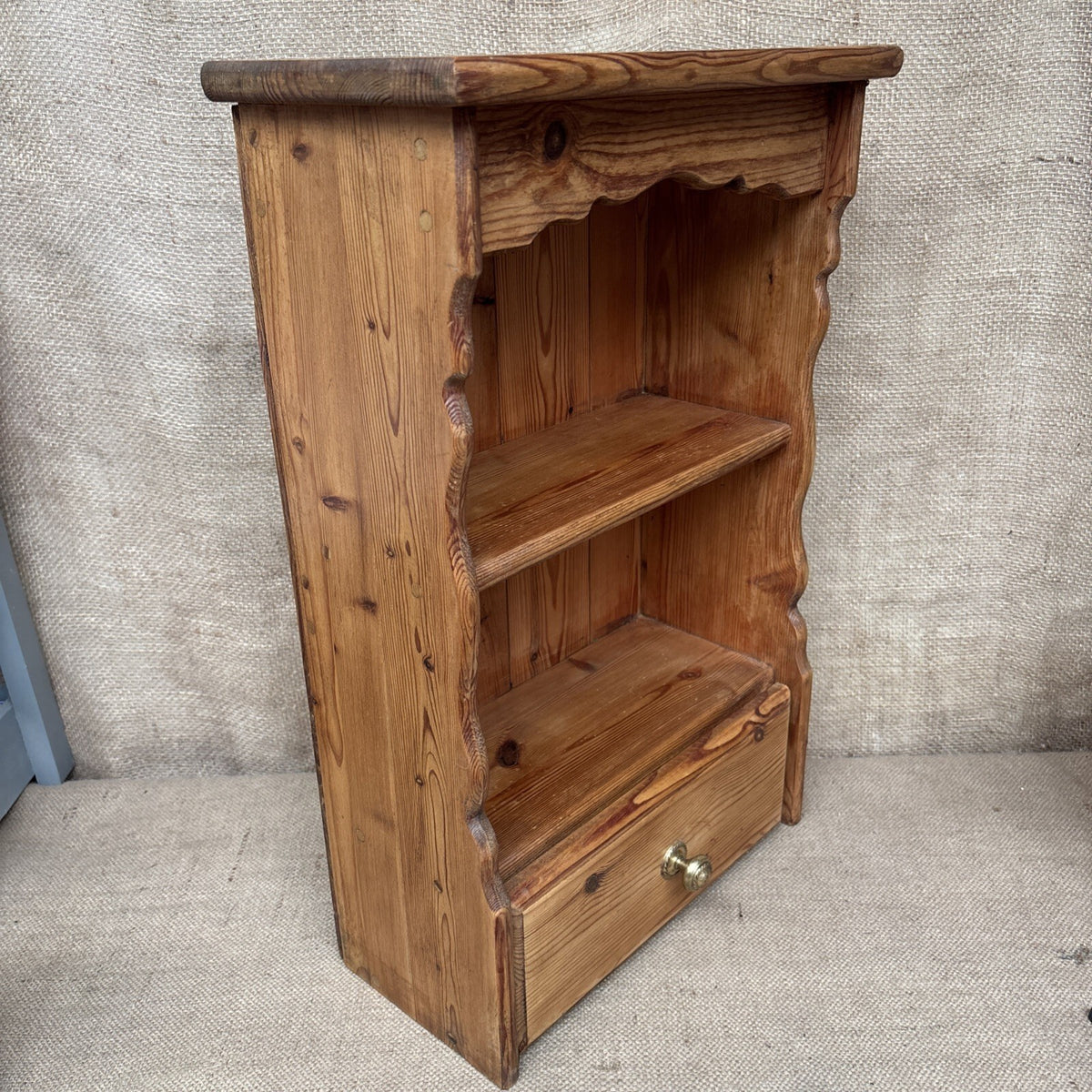 Pine Wall Mounted Display Shelf with Single Drawer / Farmhouse / Cottage