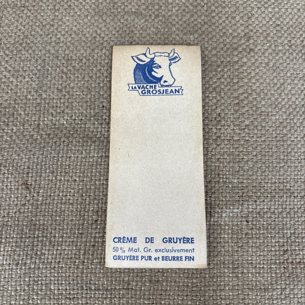La Vache Grosjean Note Pad - French Advertising- Kitchenalia - Dairy - Cheese