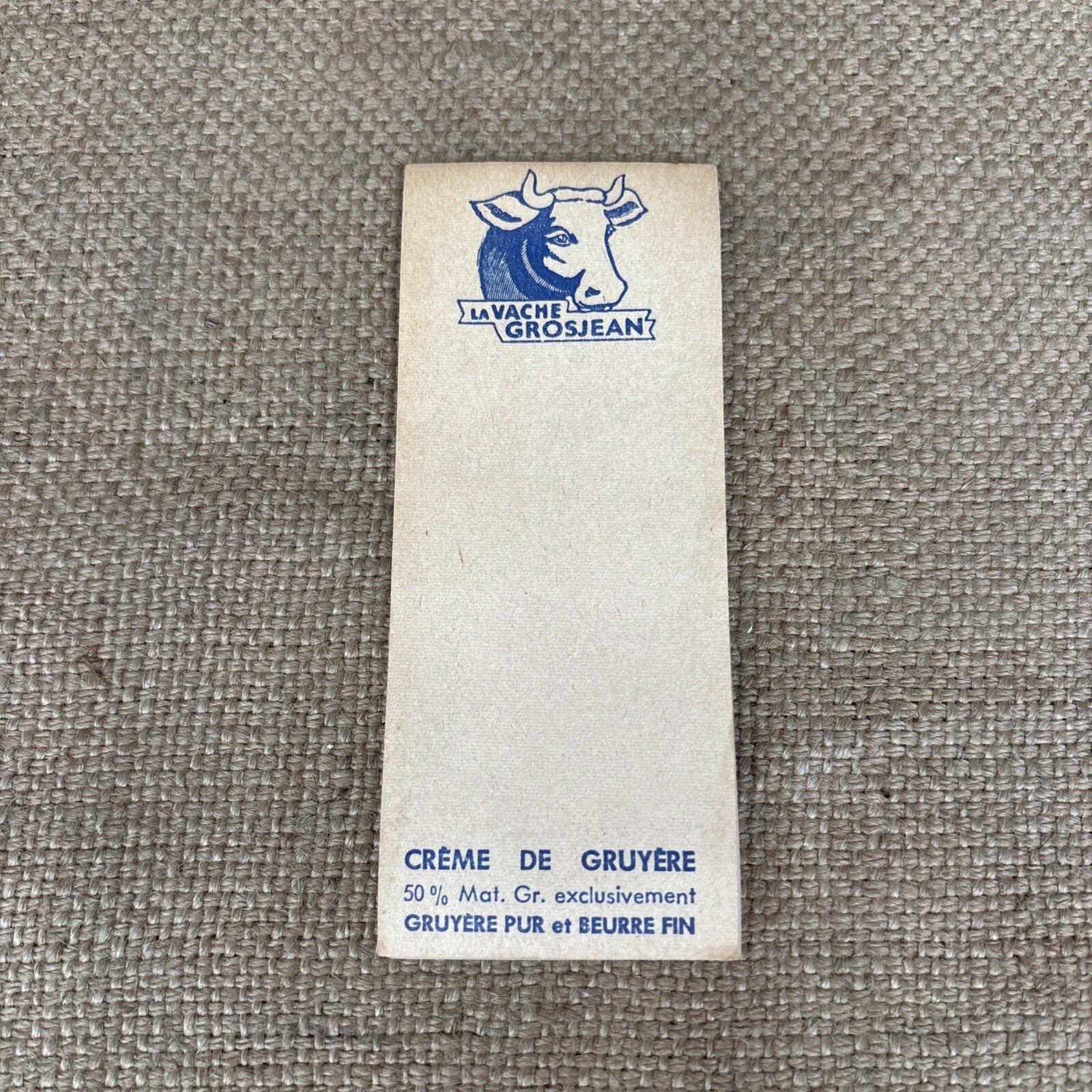 La Vache Grosjean Note Pad - French Advertising- Kitchenalia - Dairy - Cheese