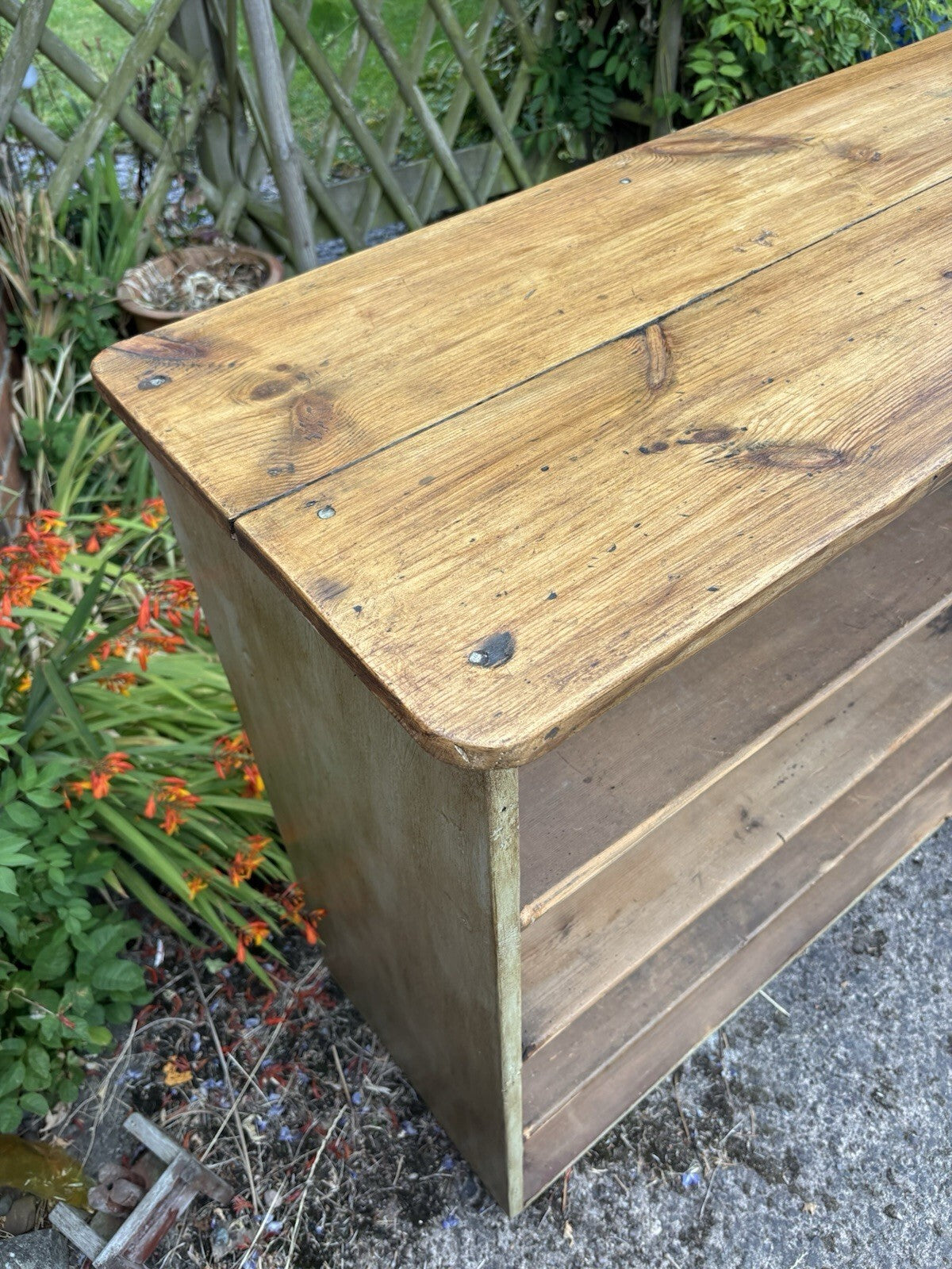 Vintage Pine Shelving Unit - Farmhouse - Cottage - Painted - Waxed