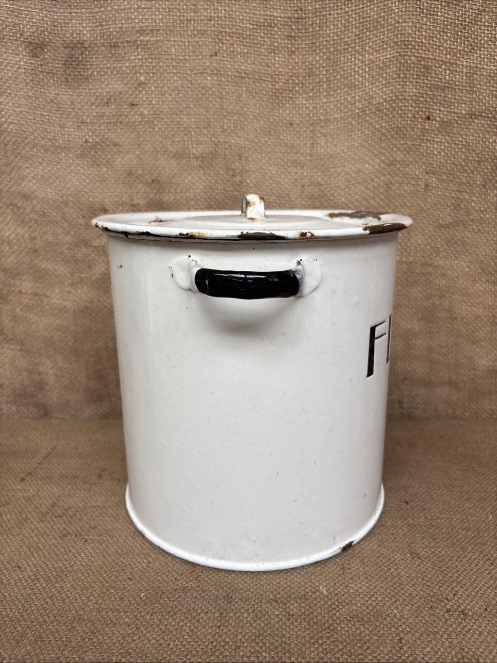 Vintage Enamel Flour Bin / Storage / Farmhouse / Cottage Kitchen / Wartime