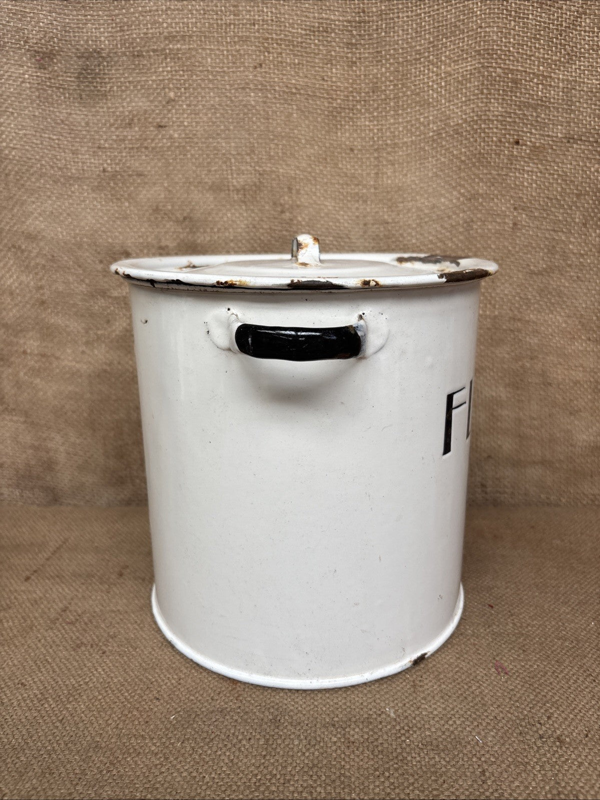 Vintage Enamel Flour Bin / Storage / Farmhouse / Cottage Kitchen / Wartime