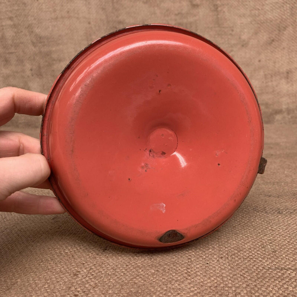 Rustic Candle Stick Holder Enamel Red  / Farmhouse / Cottage