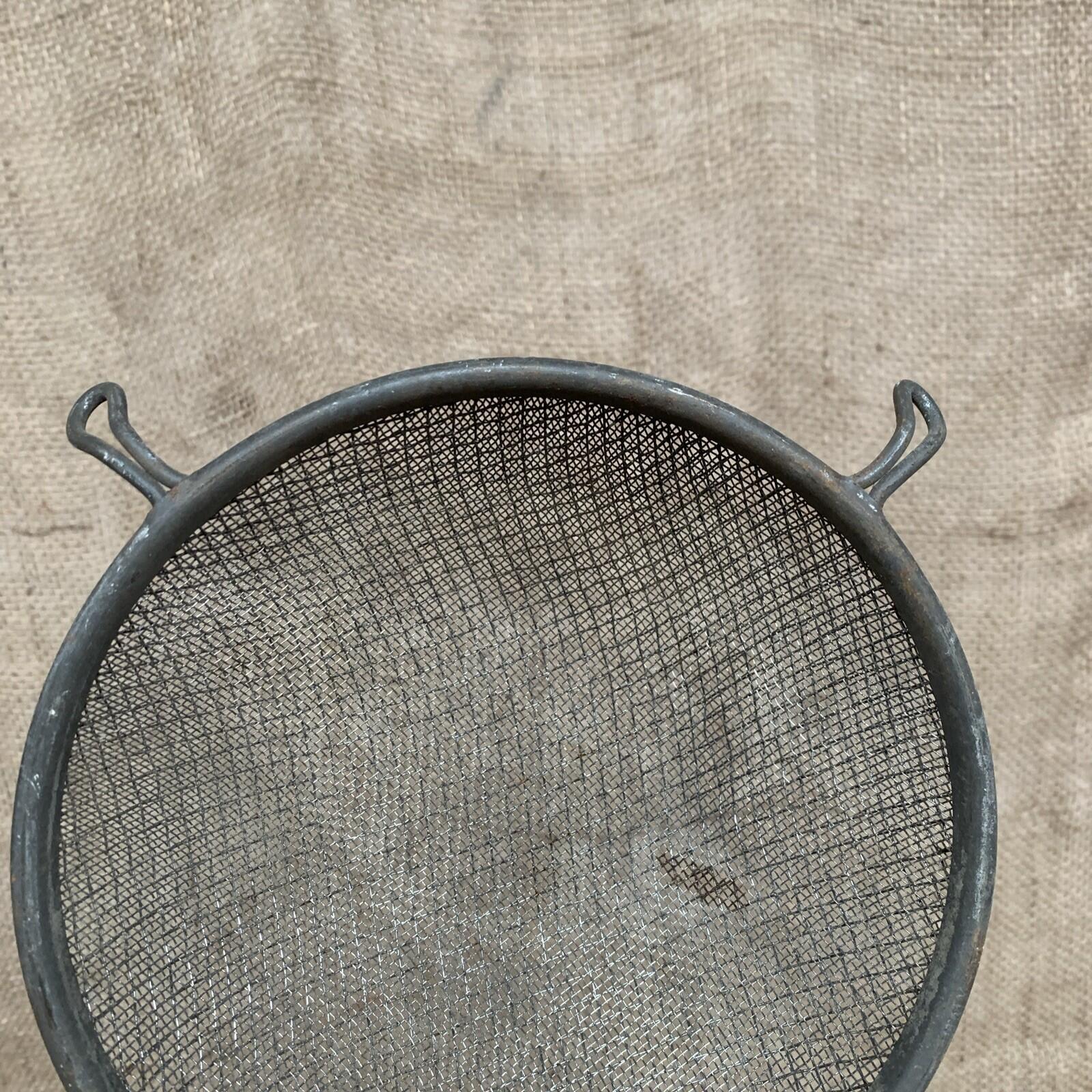 Vintage Kitchen Metal Seive With Wooden Handle & Lip - Kitchenalia