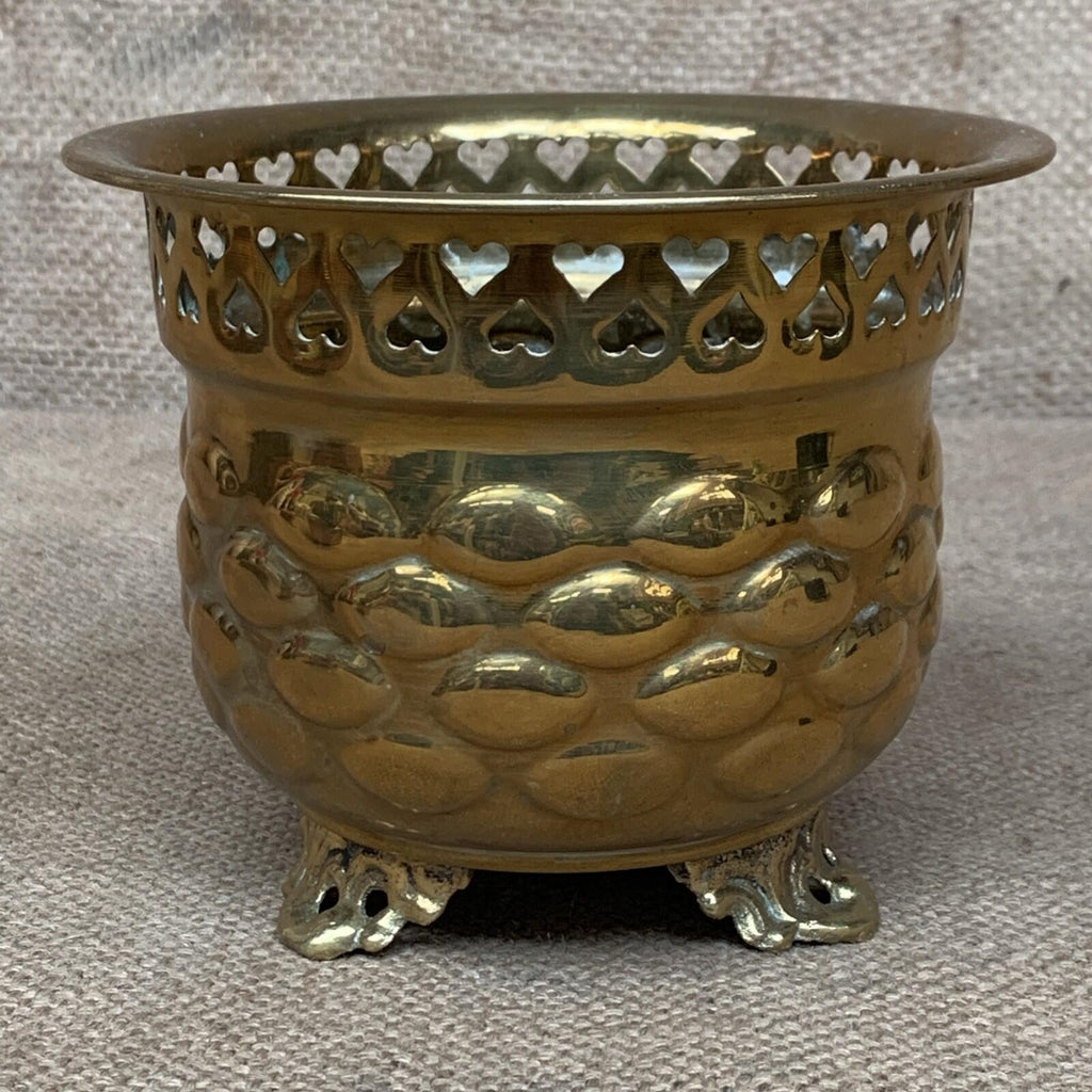 Vintage Ornate Brass Planter Pot Plant Holder Charming Country Farm House