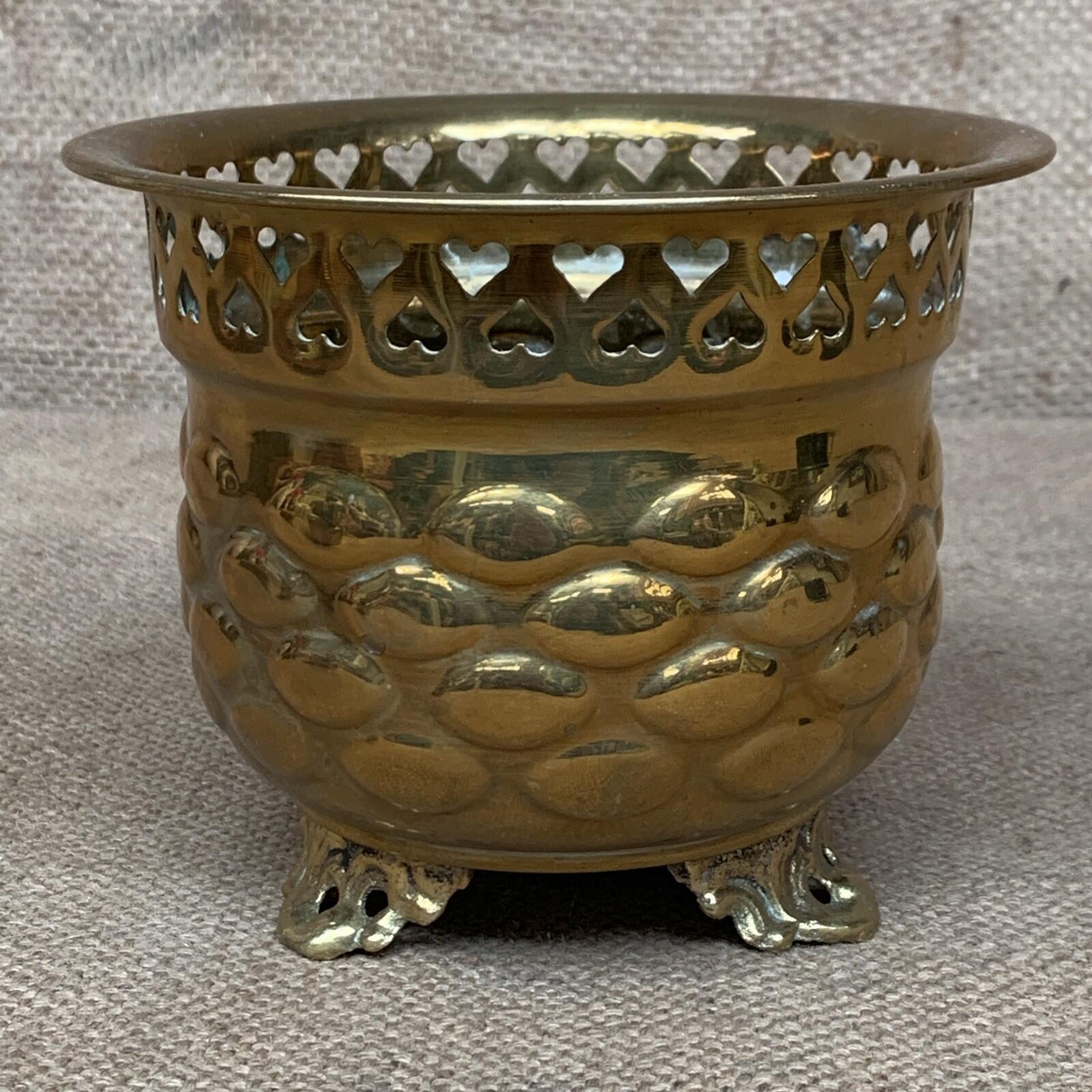 Vintage Ornate Brass Planter Pot Plant Holder Charming Country Farm House