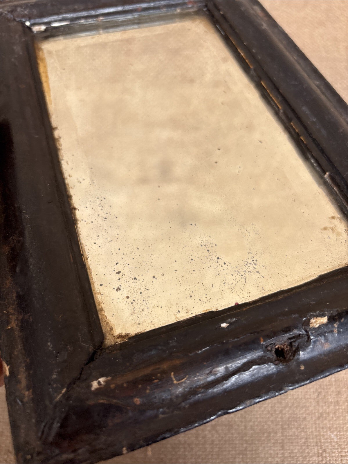 Antique Small Mirror Foxed - Shaving - Farmhouse- Cottage