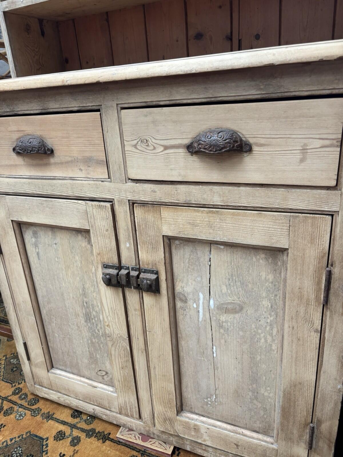 Antique Pine Dresser - Kitchen - 2 Piece - Rustic - Farmhouse