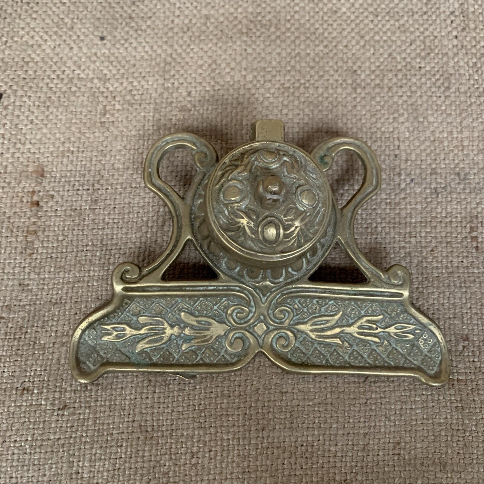Art Nouveau Cast Brass Inkwell Pen Tray Vintage