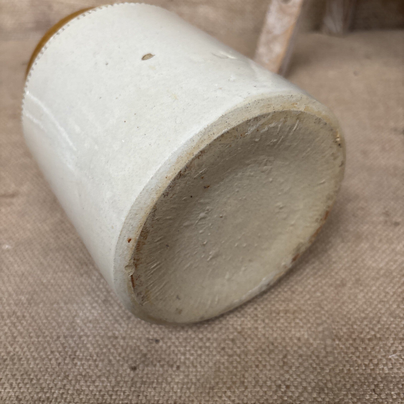 Vintage Stoneware Jar / Utensil Holder /  Two Tone Farmhouse Kitchen