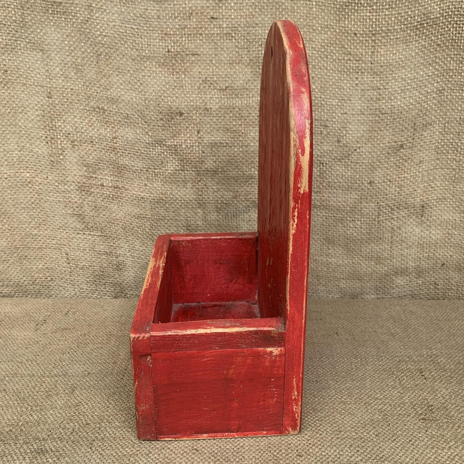 Rustic Wall Box - Worn Red Painted Pine - Farmhouse - Cottage