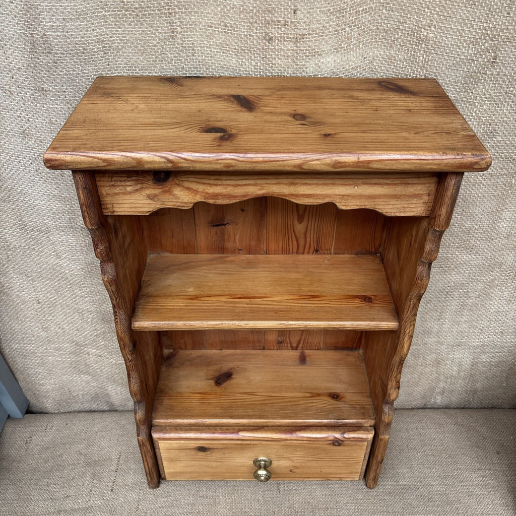 Pine Wall Mounted Display Shelf with Single Drawer / Farmhouse / Cottage