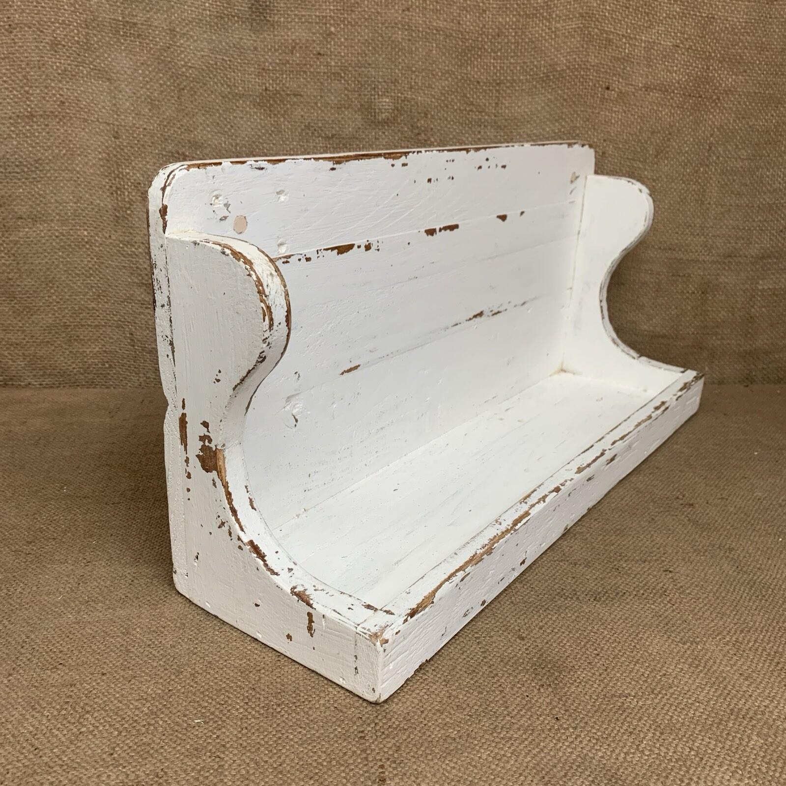 Rustic Pine Shelf - Worn White Paint - Free Standing Or Wall hanging