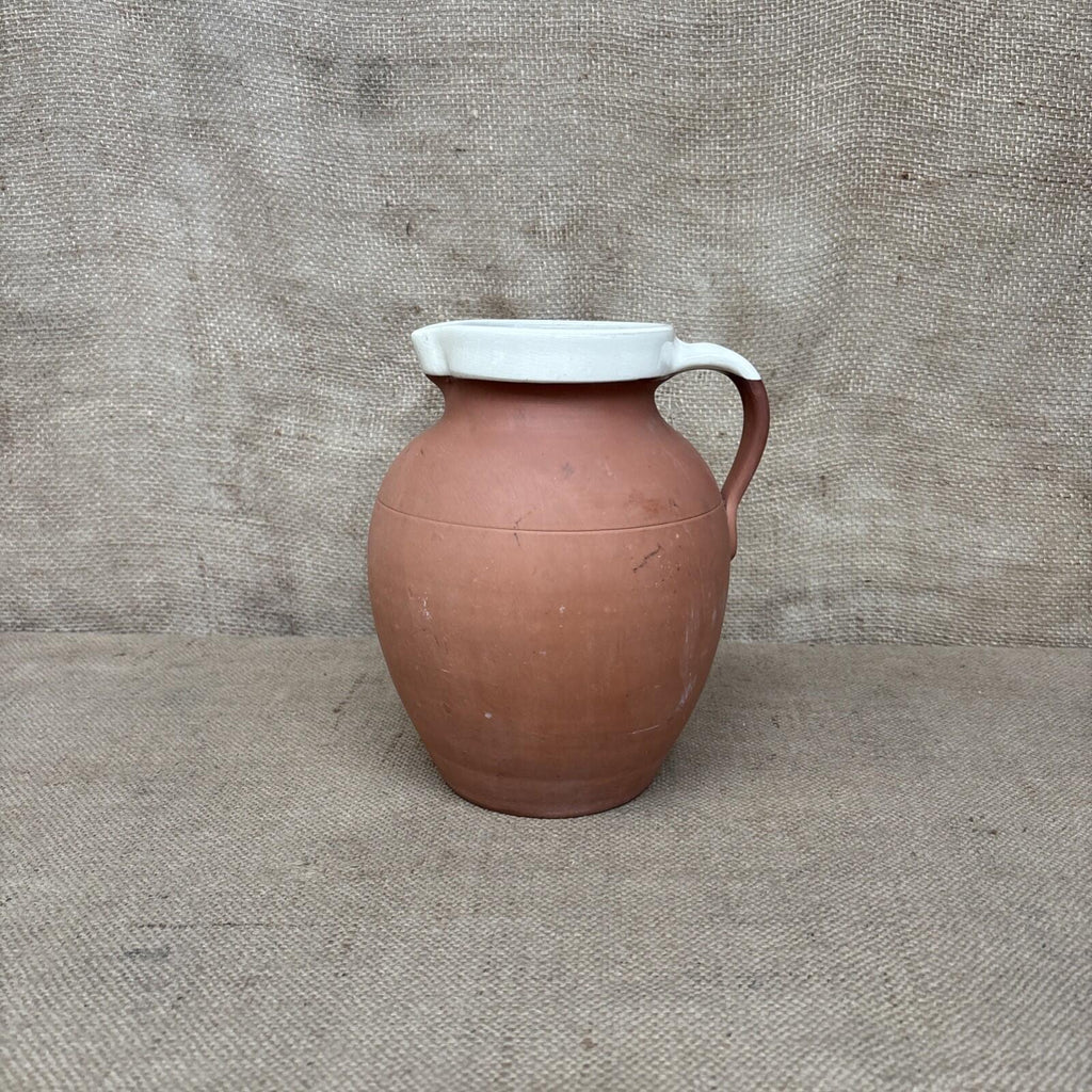 Royal Barum Ware Terracota Jug Large - Half Glazed Rustic Vase - Farmhouse