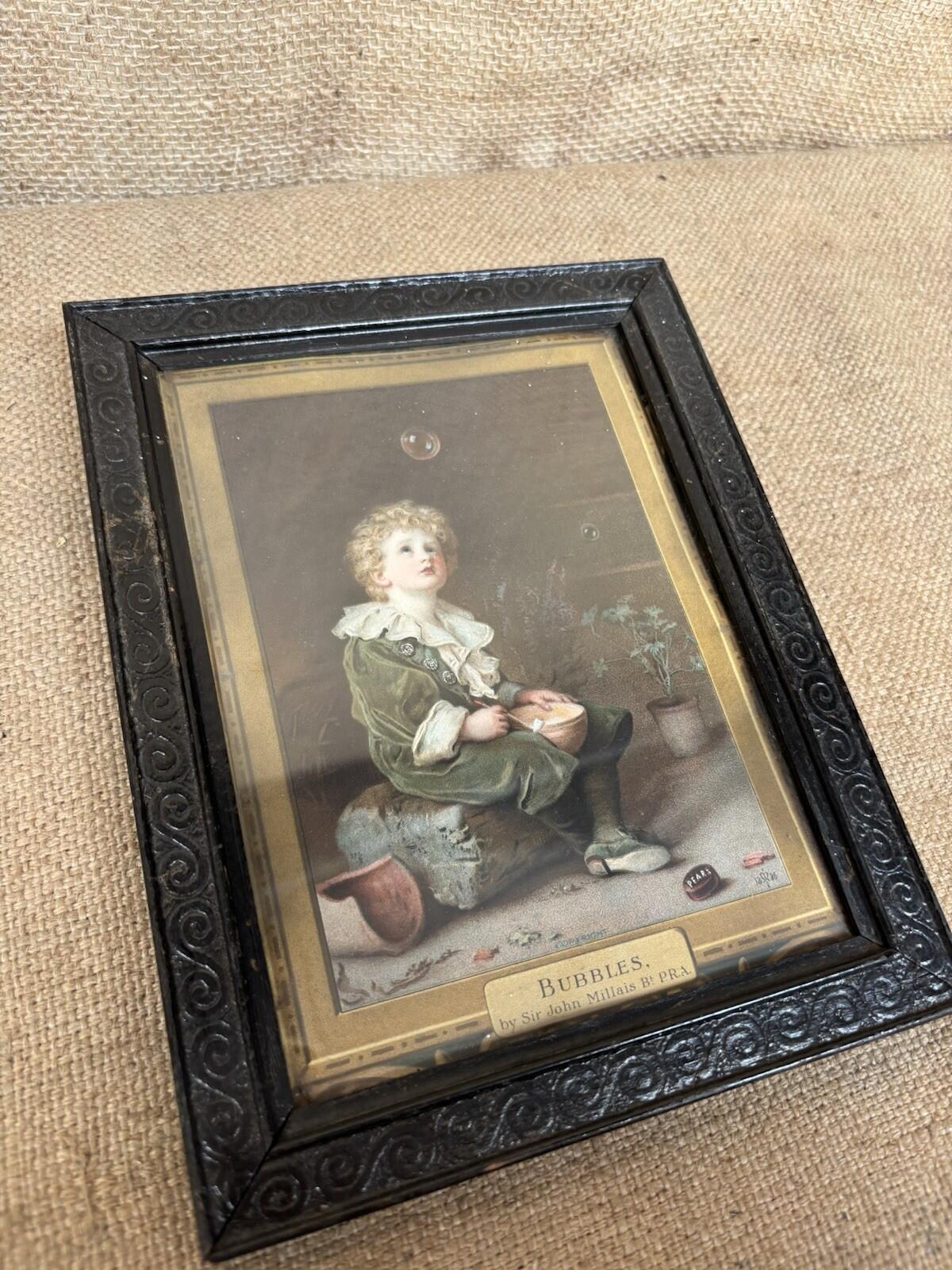 Vintage Pears Print Bubbles - Original Cardboard - Advertisement - Framed