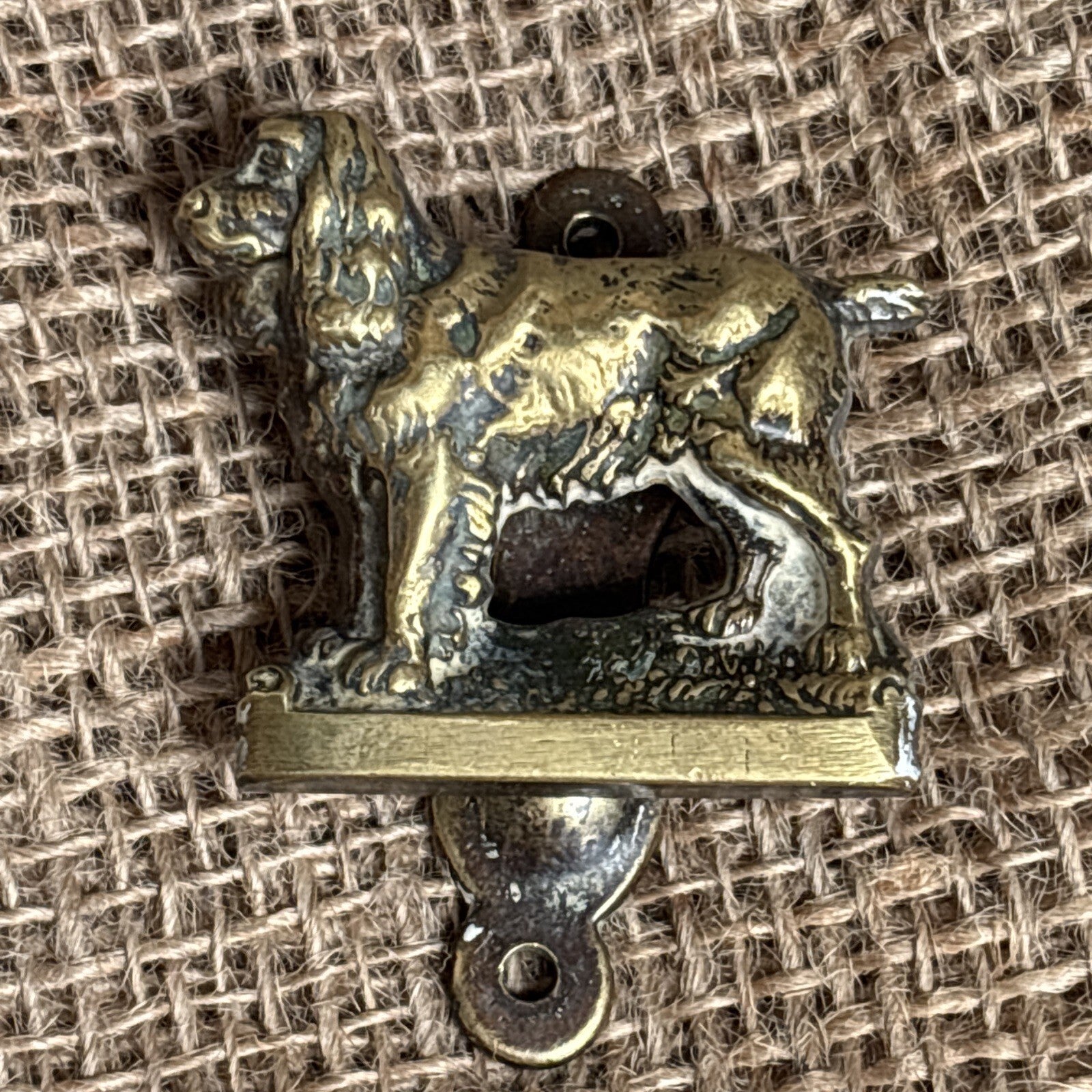 Small Vintage Brass Door Knocker - Spaniel
