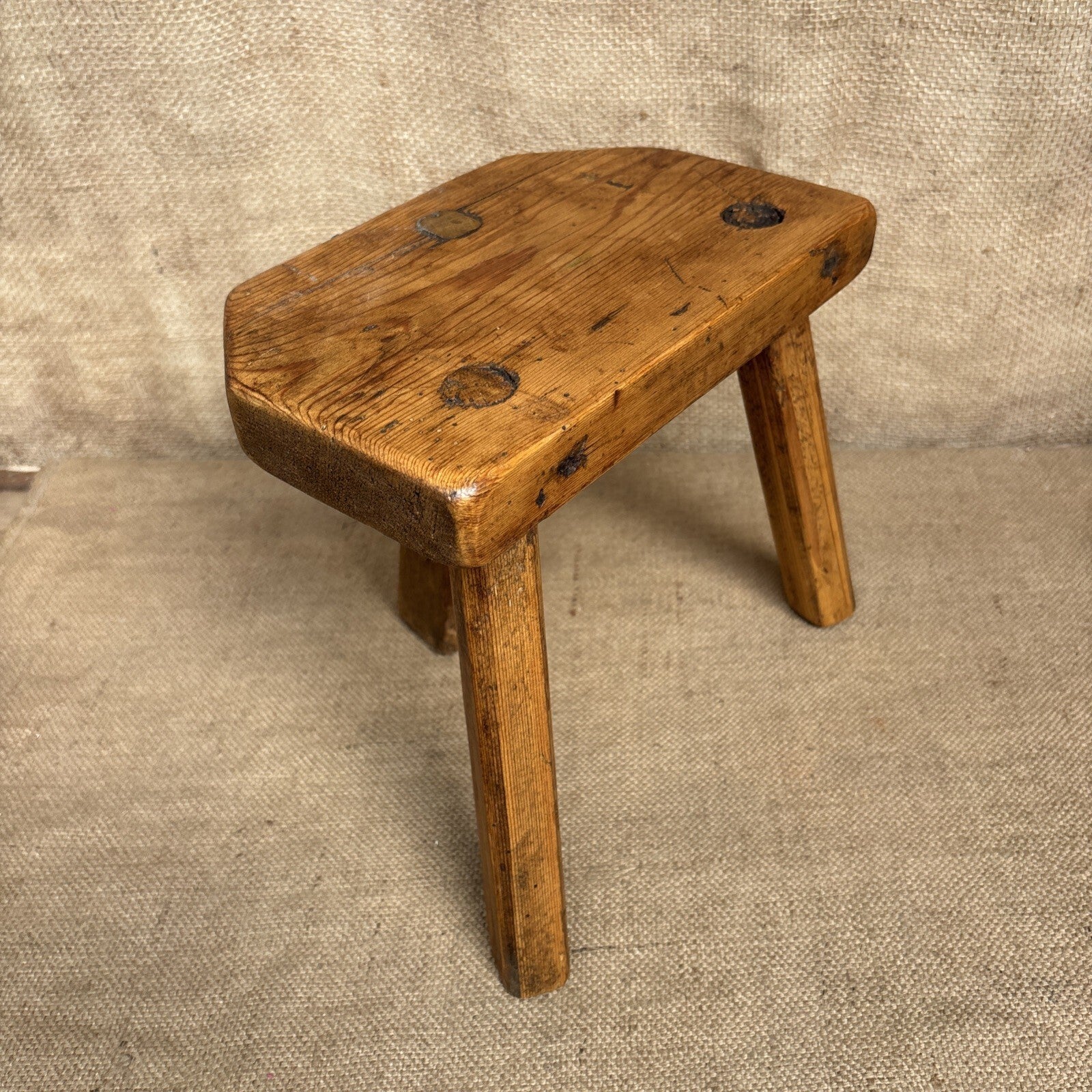 Antique Pine Milking Stool - Farmhouse - Cottage - Plant Stand