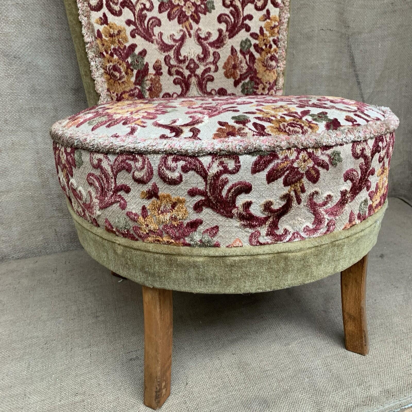Vintage Upholstered Accent Chair Damask  Bedroom - Cottage - Farmhouse