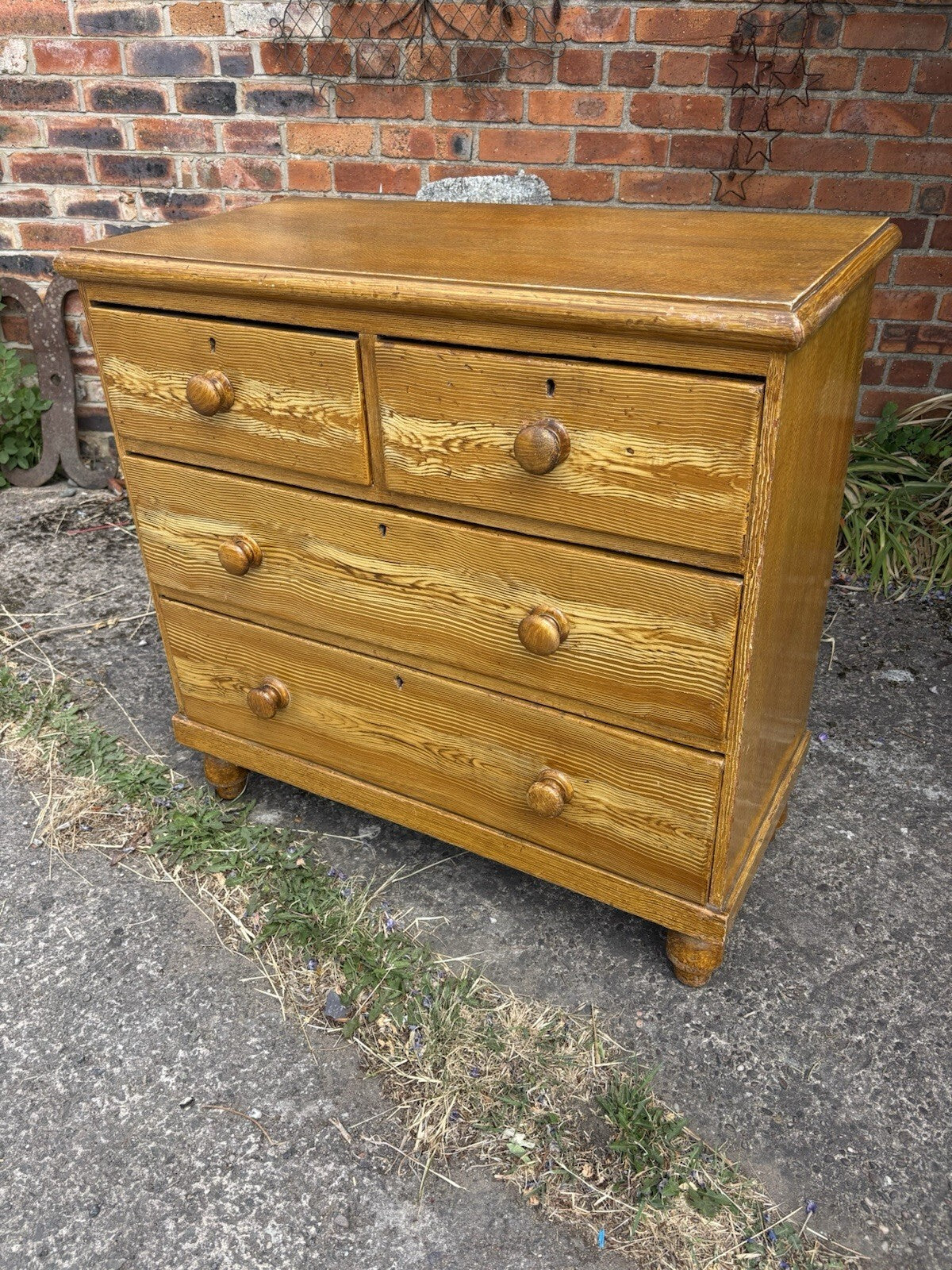 Pine Chest Of Drawers - Victorian - Antique - Scrumbled - Cottage