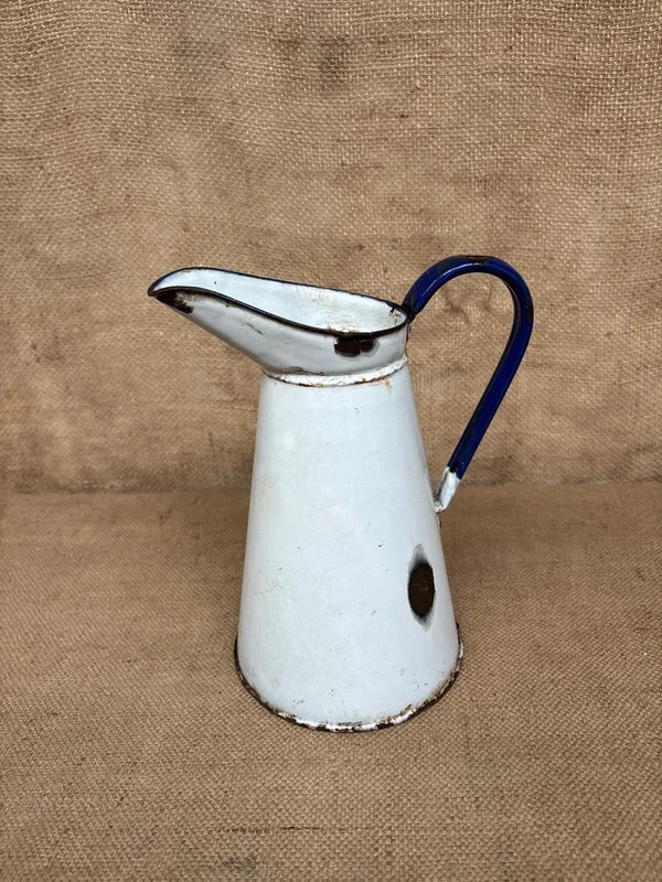 French Enamel Jug - Rustic - Vintage