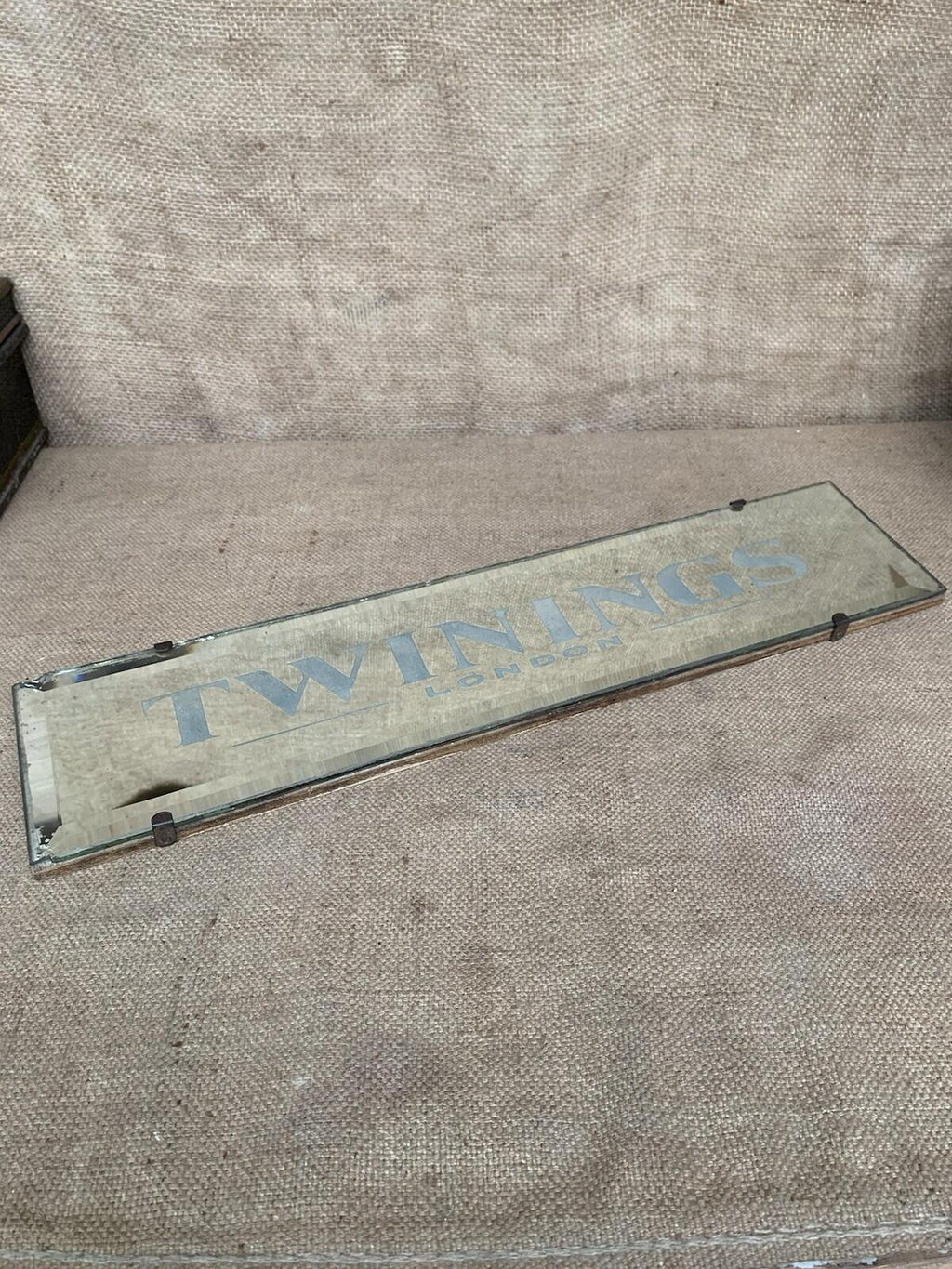 Antique Twinings London Mirror Sign - Tea - Advertising - Shop - Retail
