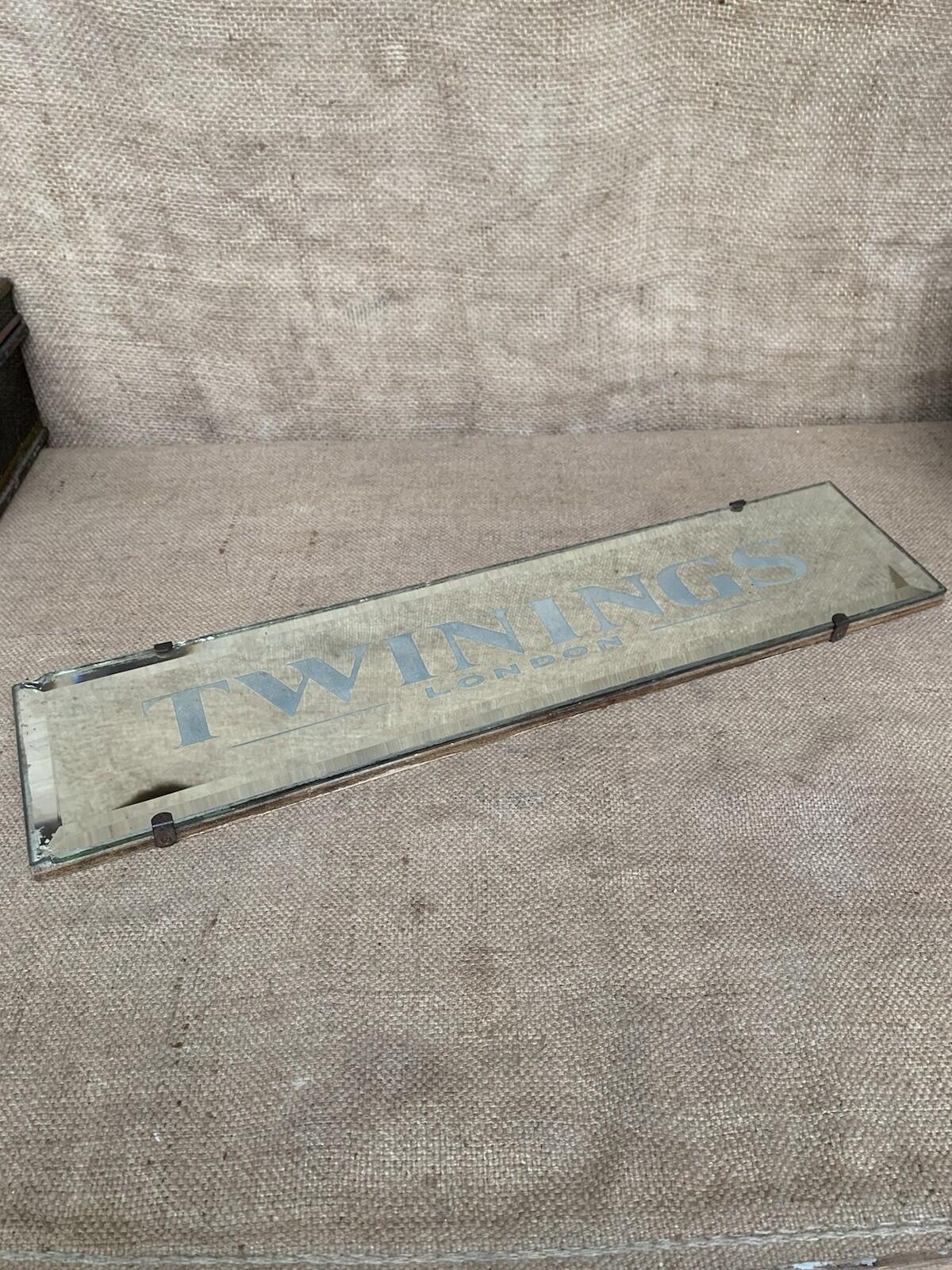 Antique Twinings London Mirror Sign - Tea - Advertising - Shop - Retail