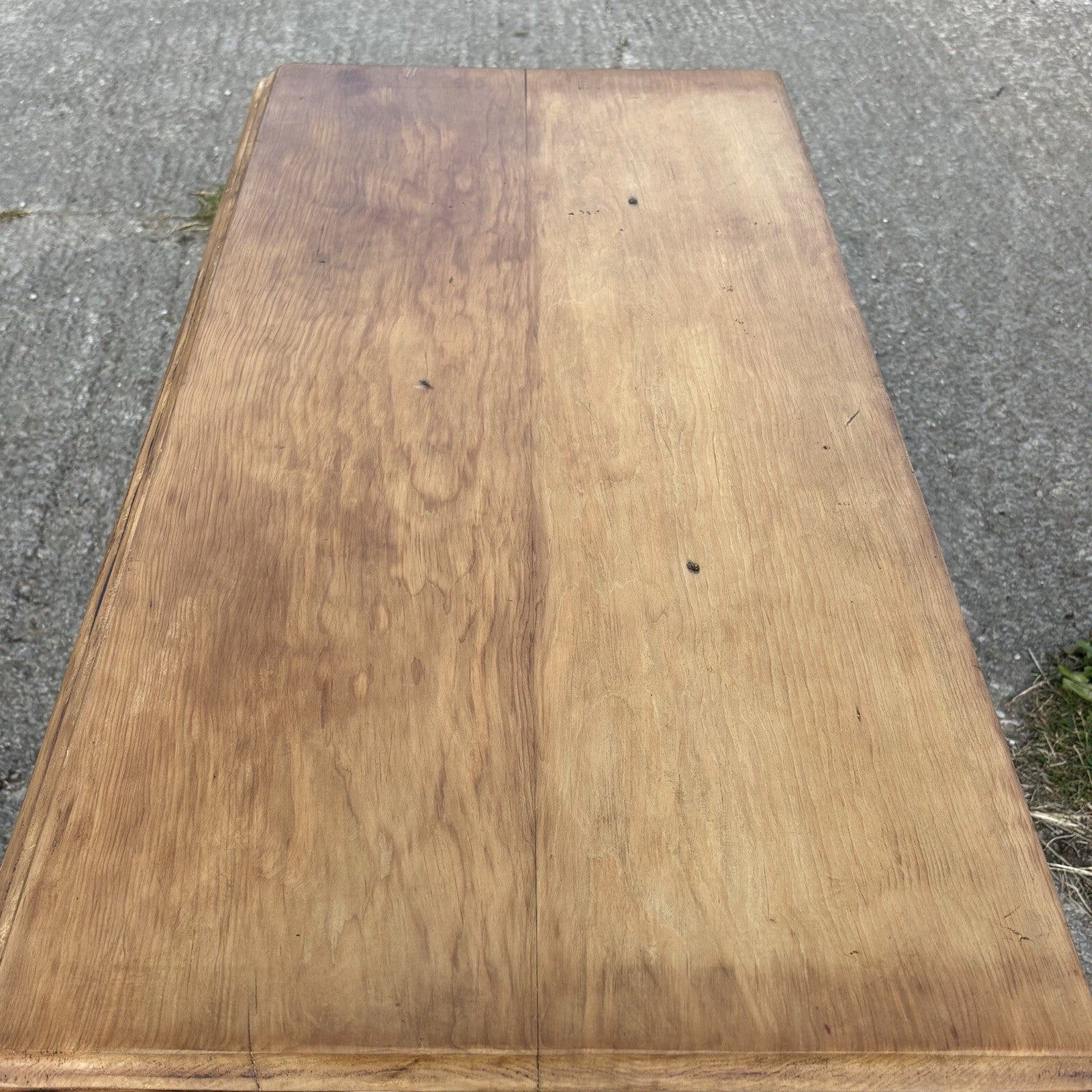 Antique Hallway Table With Worn Paint And Waxed Finish