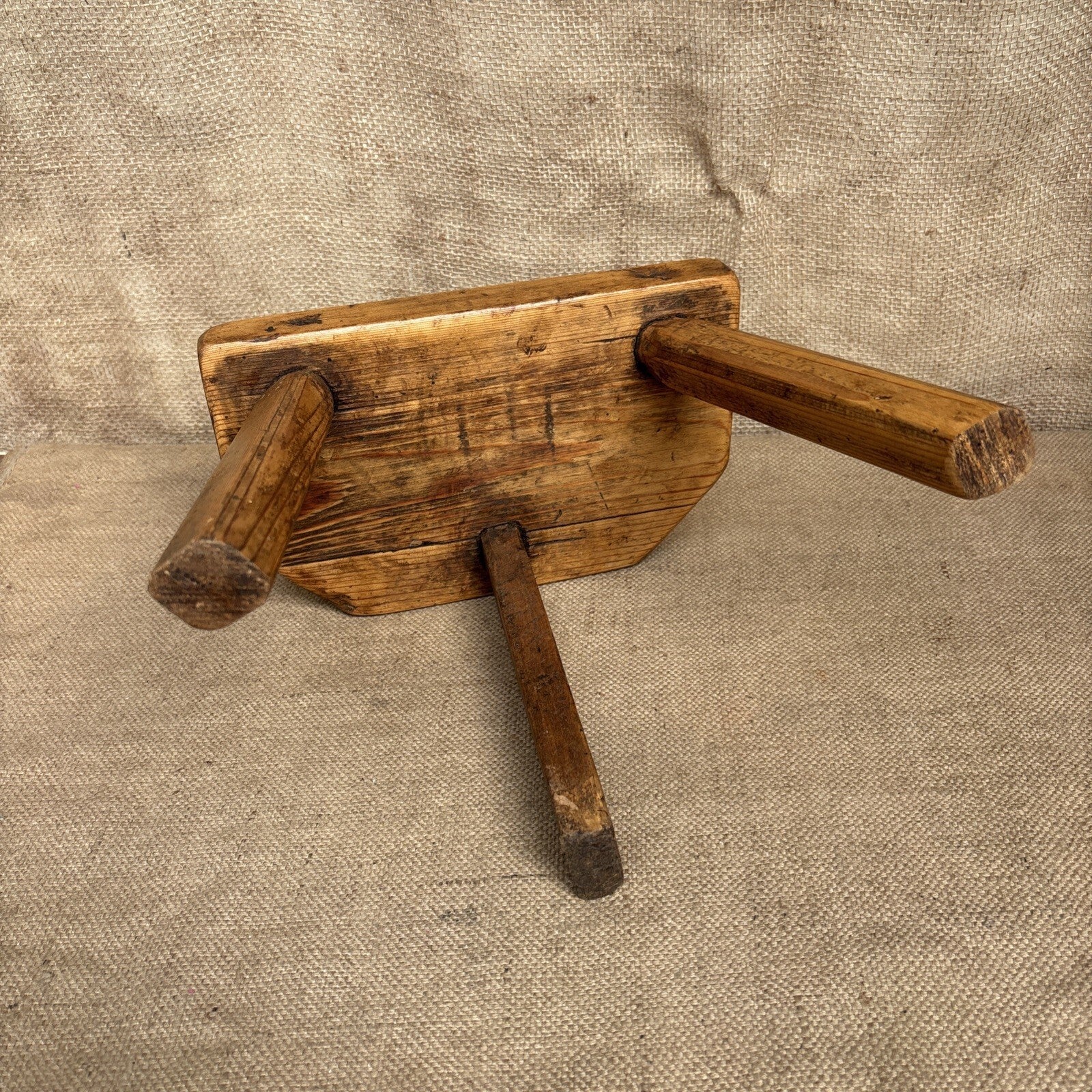 Antique Pine Milking Stool - Farmhouse - Cottage - Plant Stand