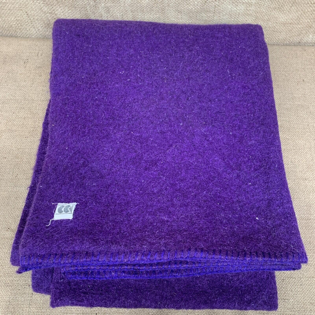 CC41 1940s Purple wool blanket WW2 Era homeware bed 160cm X 200cm #2