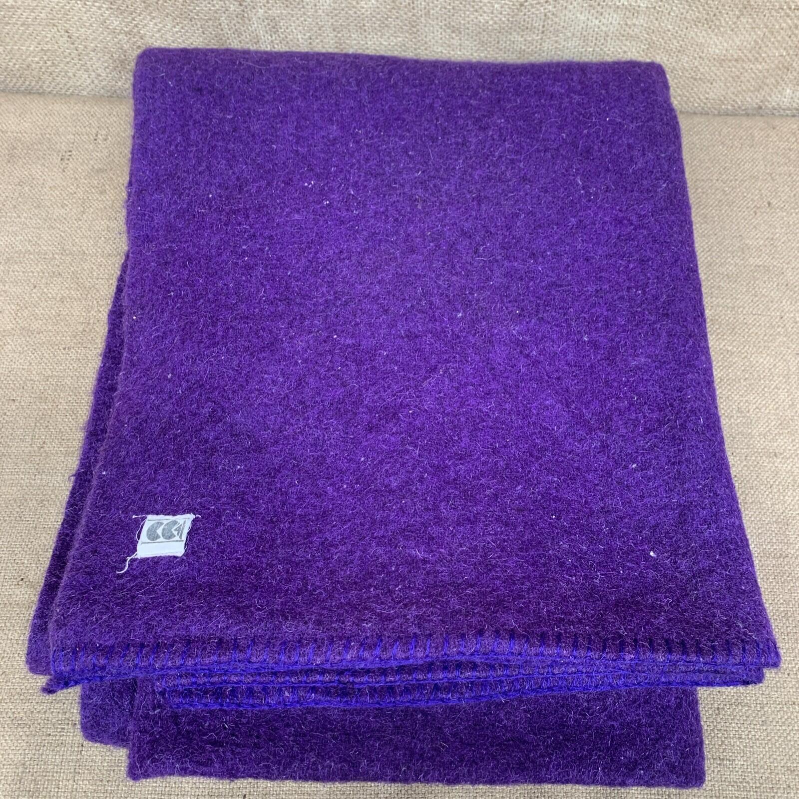 CC41 1940s Purple wool blanket WW2 Era homeware bed 160cm X 200cm #2