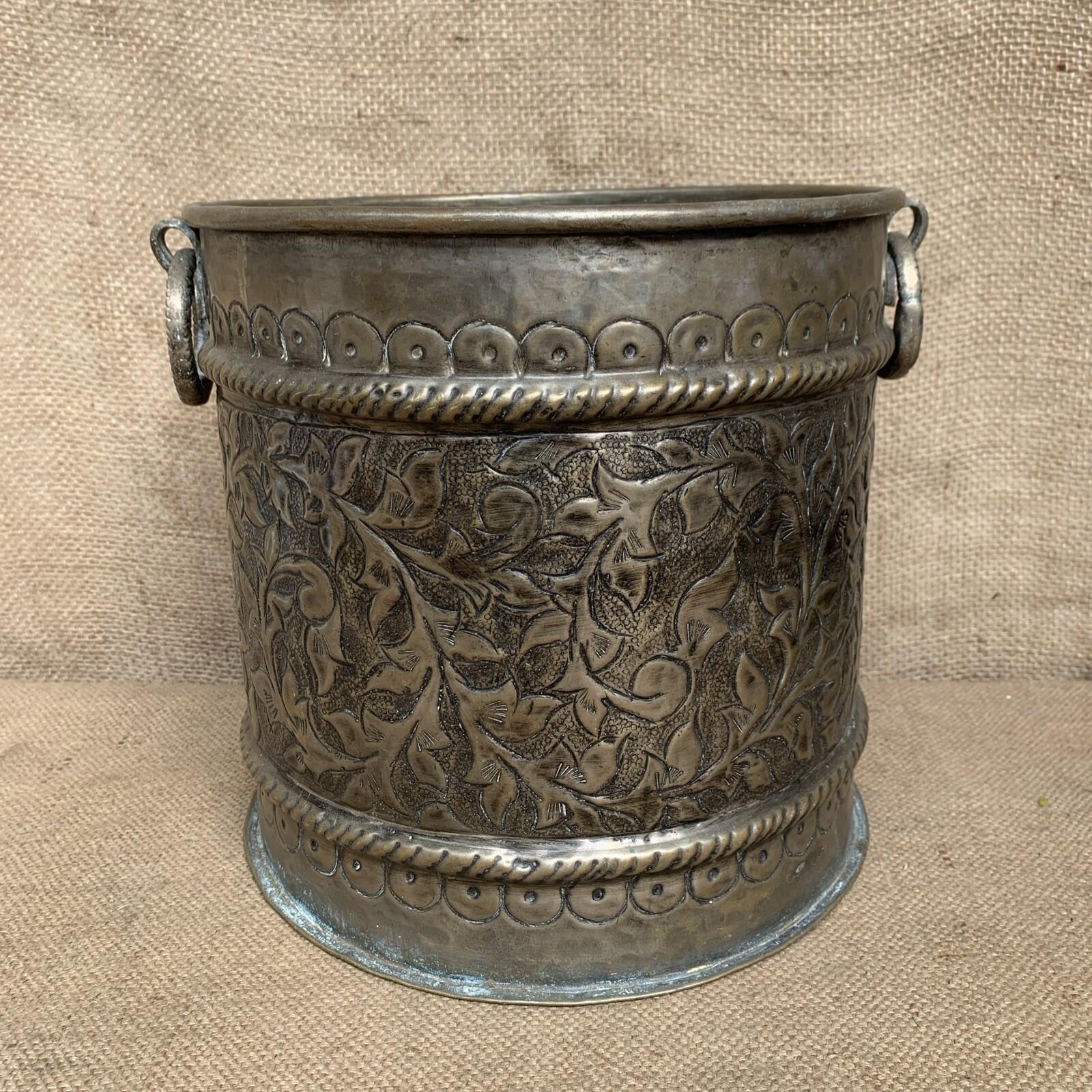 Antique Brass Planter With Handles - Urn - Jardiniere - Rustic - Art Nuevo