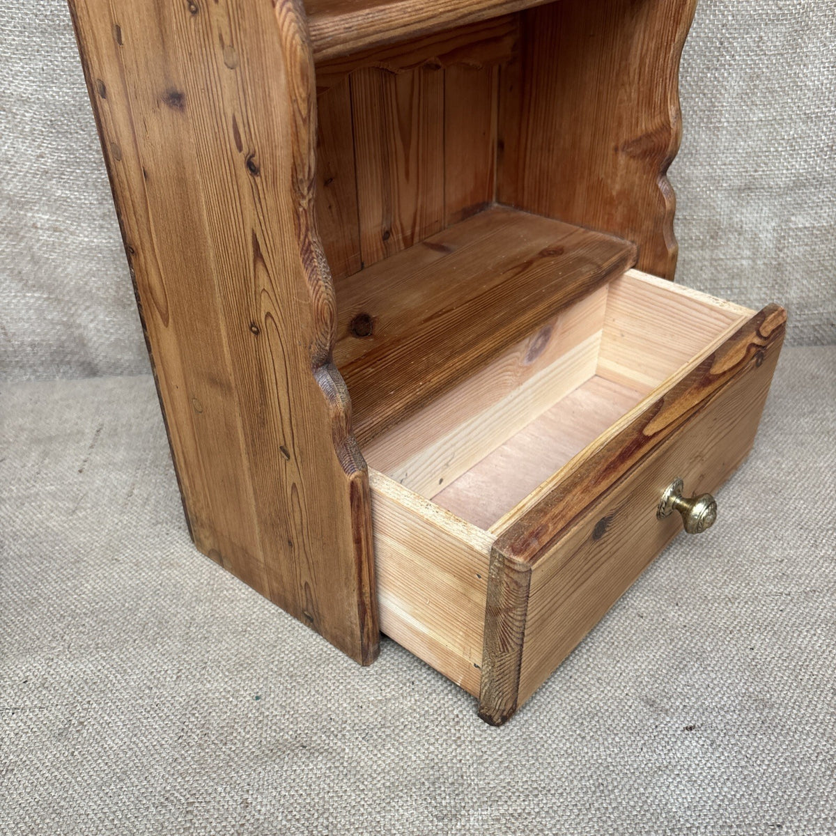 Pine Wall Mounted Display Shelf with Single Drawer / Farmhouse / Cottage