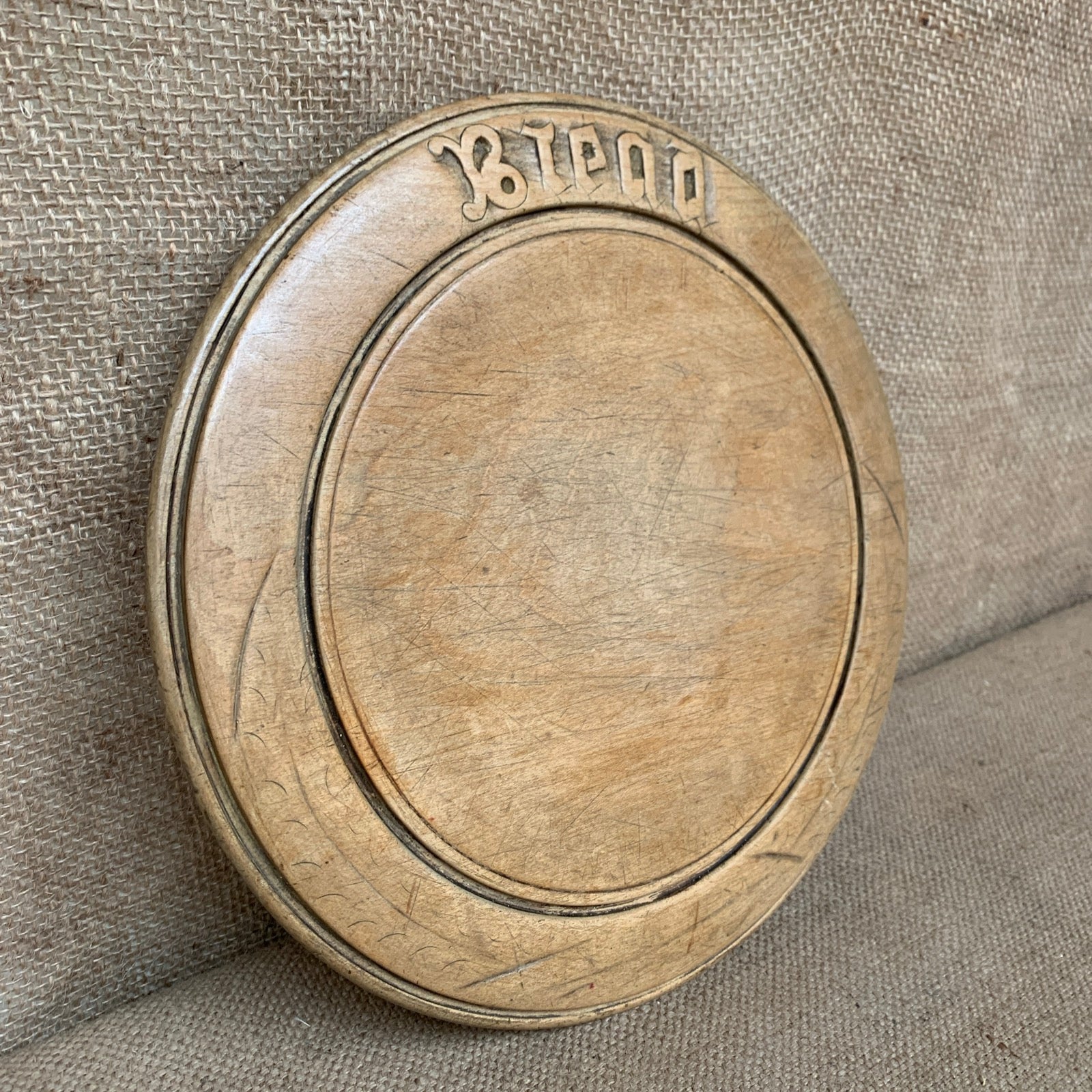 Antique Wooden Bread Board with Carving #1295