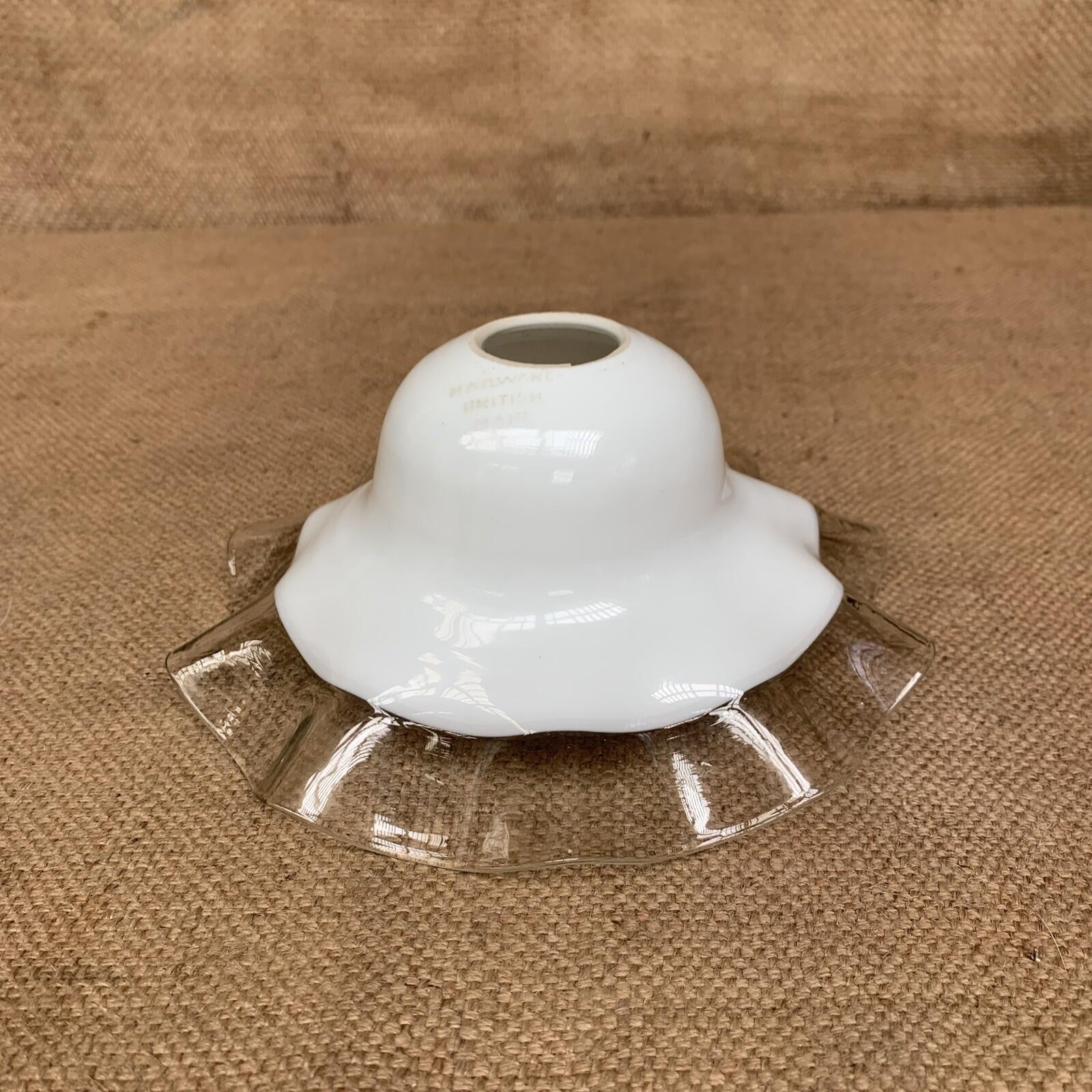 Vintage Milk Glass Ruffled Edge Crimped Lamp Light Shade Ruffle Scallop