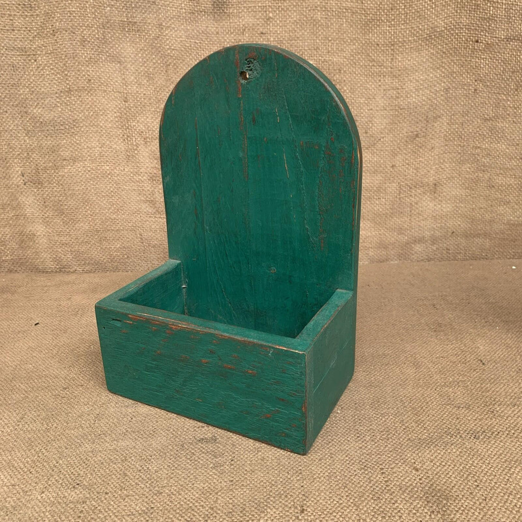 Rustic Wall Box - Worn Dark Green Painted Pine - Farmhouse - Cottage