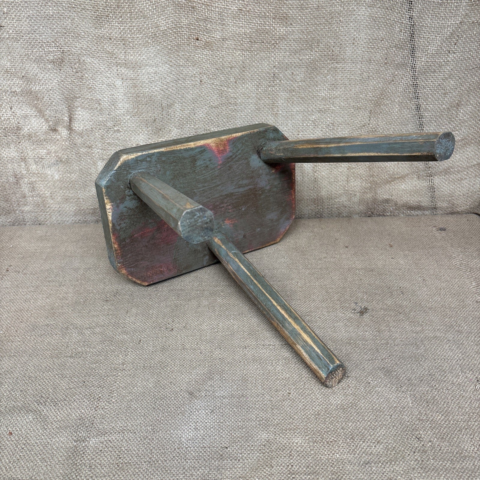 Painted Pine Stool - Farmhouse - Cottage - Plant Stand - Milking Stool