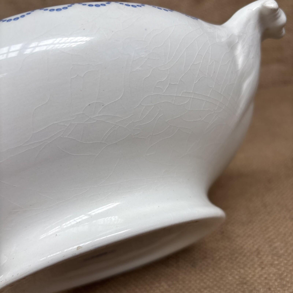 Antique Blue And White Tureen - No Lid - Farmhouse - Cottage - Bulb Bowl