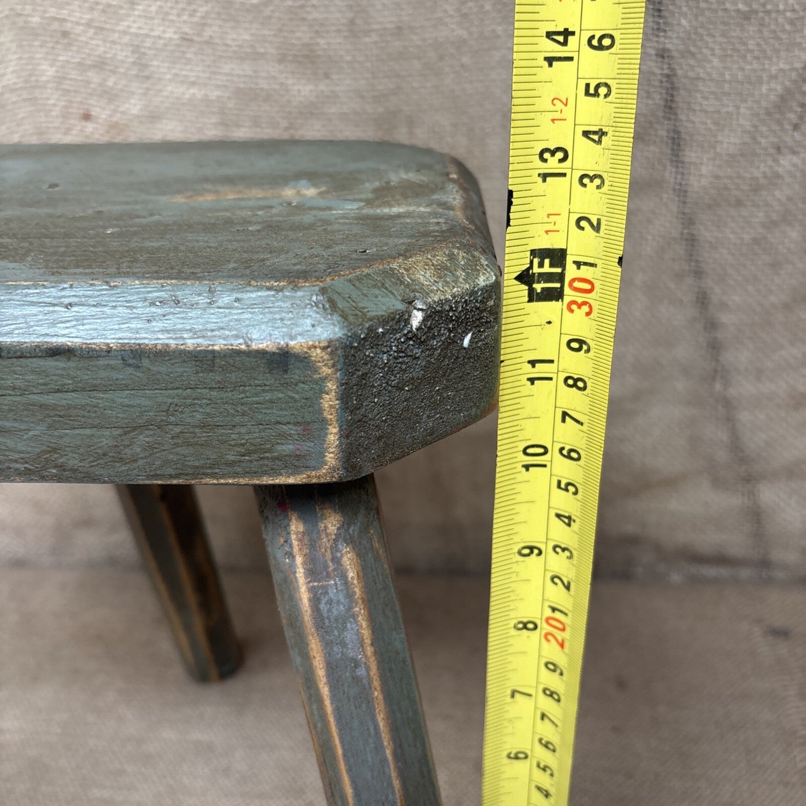 Painted Pine Stool - Farmhouse - Cottage - Plant Stand - Milking Stool