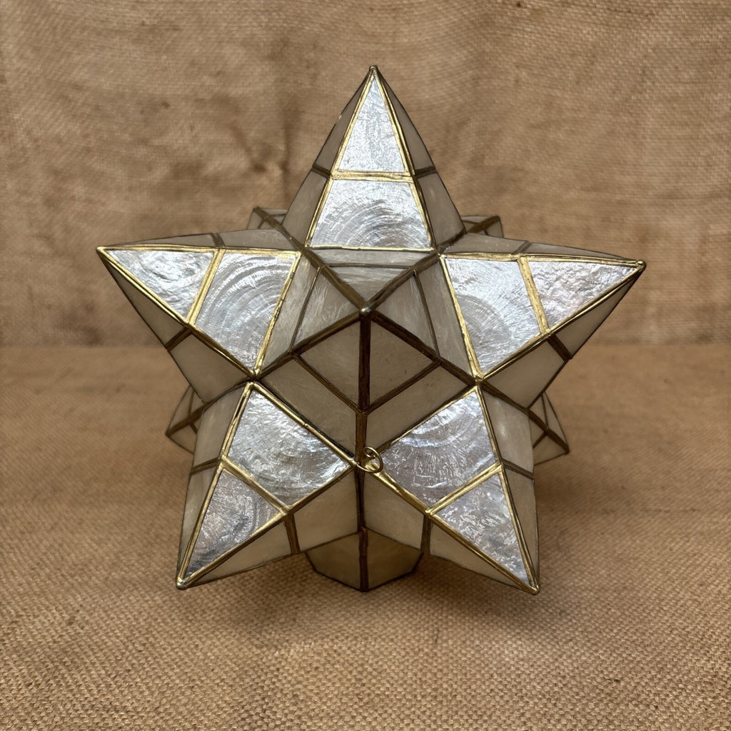 Capiz shell star pendant lampshade - Large - Vintage - Celestial - Gold