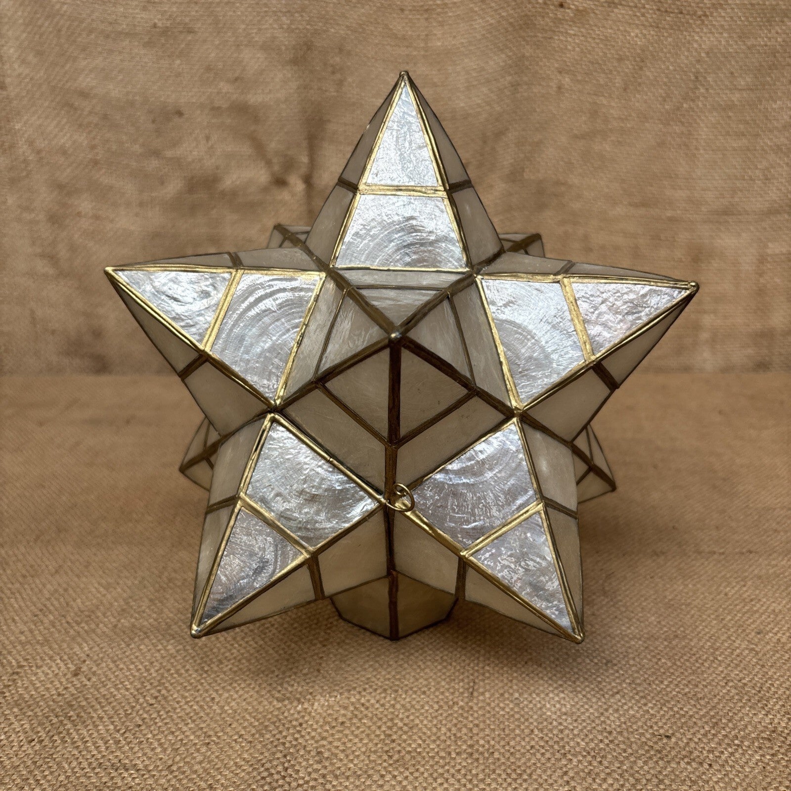Capiz shell star pendant lampshade - Large - Vintage - Celestial - Gold